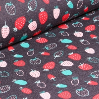 Fraises dessinées sur fond Gris chiné