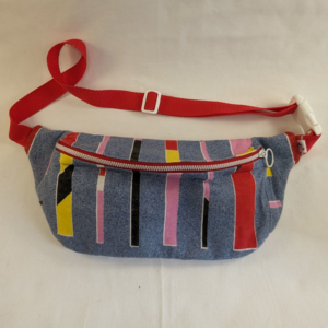 Sacoche banane upcyclée rayée multicolor Fancybèle1 Sacoche banane upcyclée rayée multicolor Fancybèle