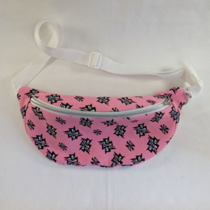 Sacoche banane upcyclée rose géométrie MINI Fancybèle1 Sacoche banane upcyclée rose géométrie MINI Fancybèle